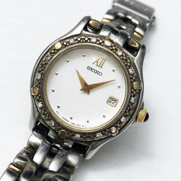 Seiko Mixed Metal & Diamond Watch 7N89-0449 - Picture 1 of 10
